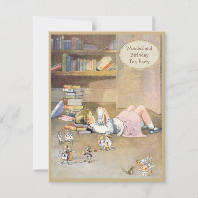 Alice i Wonderland Birthday Tea Party Inbjudningar (Framsida)