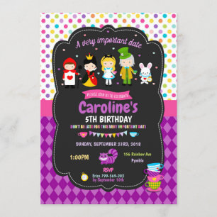 Alice i Wonderland Bjuder Birthday Inbjudningar