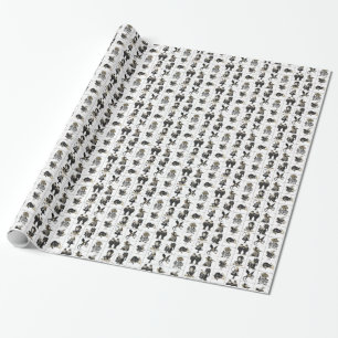 Alice i Wonderland Black/Guld i Bord på White Presentpapper