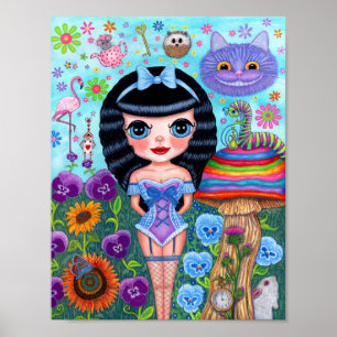 Alice i Wonderland Black Hair Cheshire Cat Cute Poster