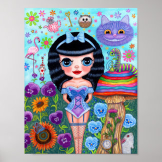 Alice i Wonderland Black Hair Cheshire Cat Cute Poster