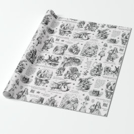 Alice i Wonderland Black White Toile-citat Presentpapper