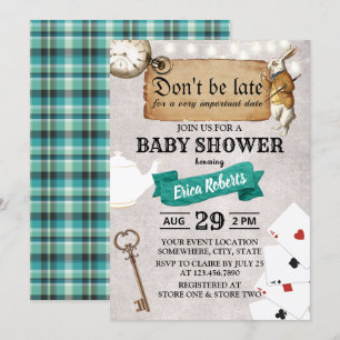 Alice i Wonderland Bli inte "Late Cute Baby Shower Inbjudningar