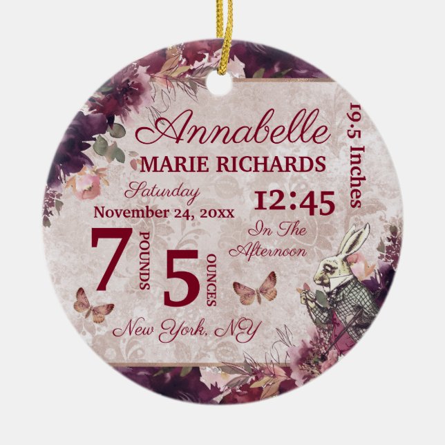 Alice i Wonderland Blommigt Anpassningsbar Baby Bi Julgransprydnad Keramik (Framsidan)