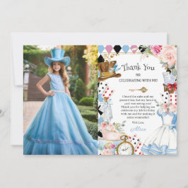 Alice i Wonderland Blommigt Birthday Tea Bild Tack Kort