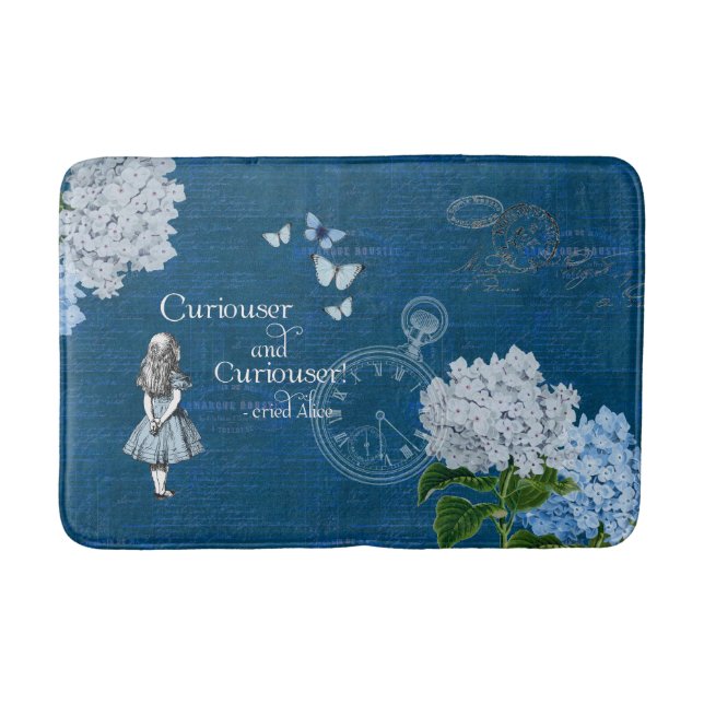 Alice i Wonderland Blommigt Blue Bathmat Badrumsmatta (Framsidan)