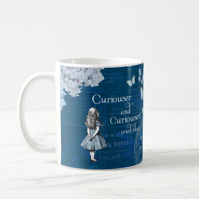 Alice i Wonderland Blommigt Blue Coffee Mugg (Vänster)