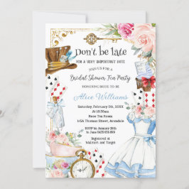 Alice i Wonderland Blommigt Möhippa Tea Party Inbjudningar