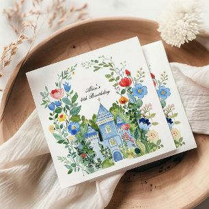Alice i Wonderland Blommigt Vintage Charm Birthday Pappersservett