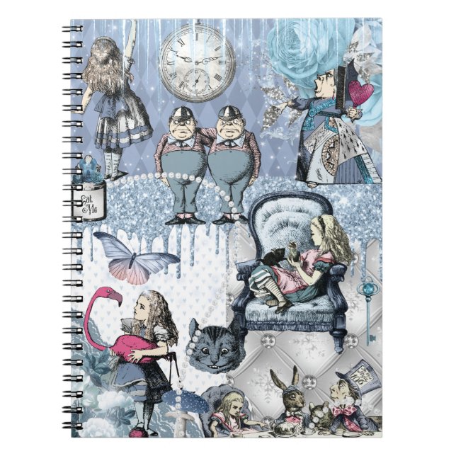 Alice i Wonderland Blue Ice Glitter Anteckningsbok (Framsidan)
