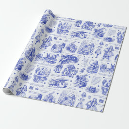 Alice i Wonderland Blue Toile Bok Citat Presentpapper