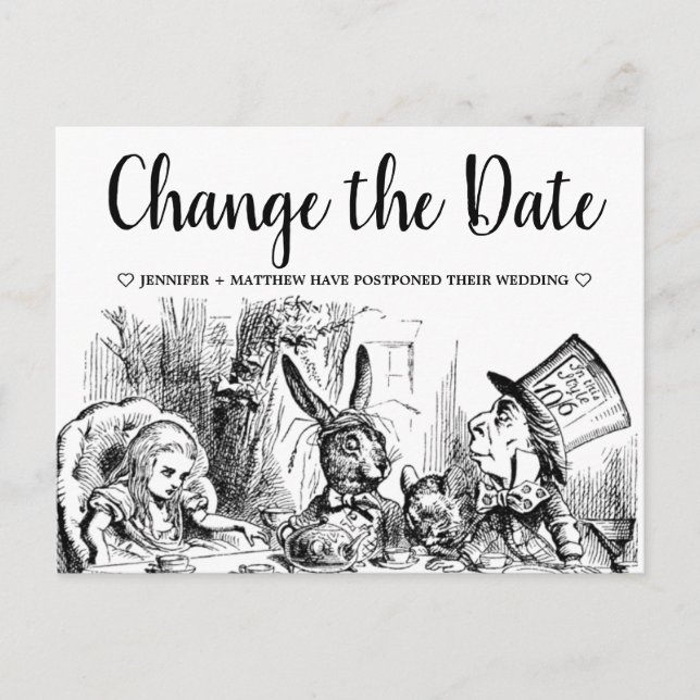 Alice i Wonderland Bröllop Ändra datum Vykort (Framsida)