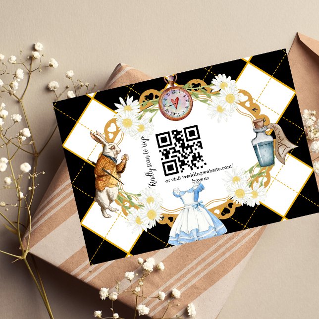 Alice i Wonderland Bröllop qr-kod OSA kort (Skapare uppladdad)