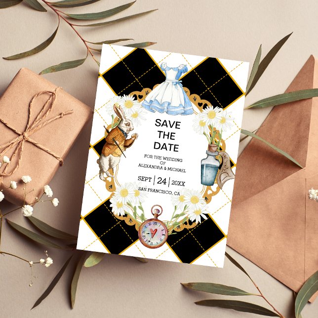 Alice i Wonderland Bröllop spara datum Datumet (Skapare uppladdad)