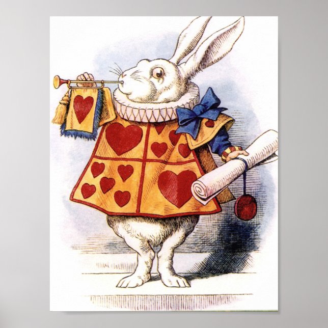 Alice i Wonderland Bunny Horn Hearts Poster (Framsidan)