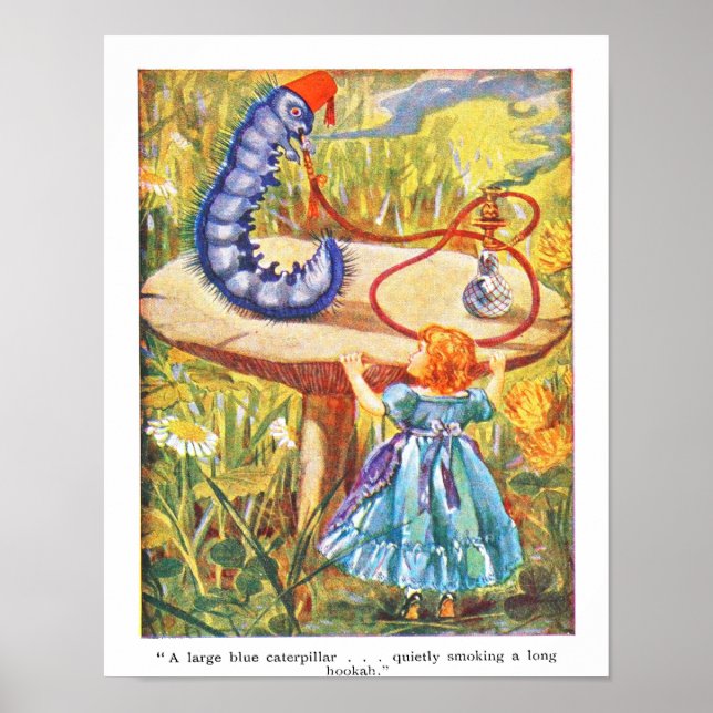 Alice i Wonderland CaterPelar med Hookah Poster (Framsidan)
