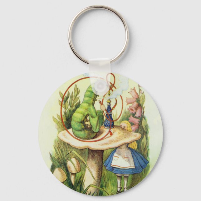 Alice i Wonderland Caterpelare Hookah Button Nyckelring (Framsida)