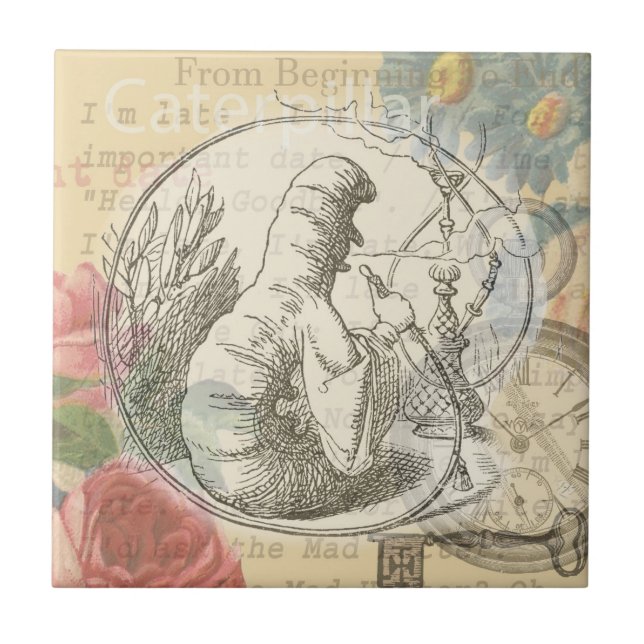 Alice i Wonderland Caterpelare: Original Tenniel Kakelplatta (Framsidan)