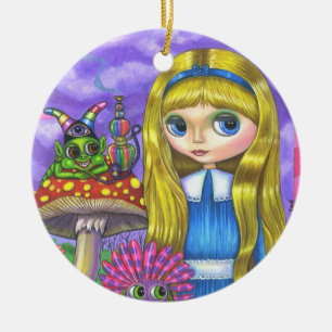 Alice i Wonderland Caterstones Flowers Mushroom Julgransprydnad Keramik