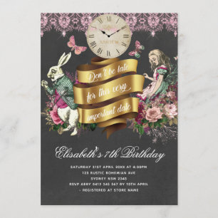 Alice i Wonderland Chalkboard Birthday Inbjudningar