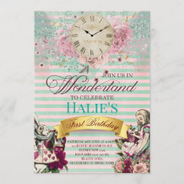 Alice i Wonderland Chalkboard Birthday Inbjudningar