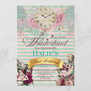 Alice i Wonderland Chalkboard Birthday Inbjudningar