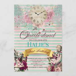 Alice i Wonderland Chalkboard första födelsedag Inbjudningar