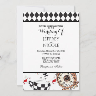Alice i Wonderland Checkered Wedding bjudande Inbjudningar