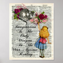 Alice i Wonderland Cheshire Cat Dictionary Art