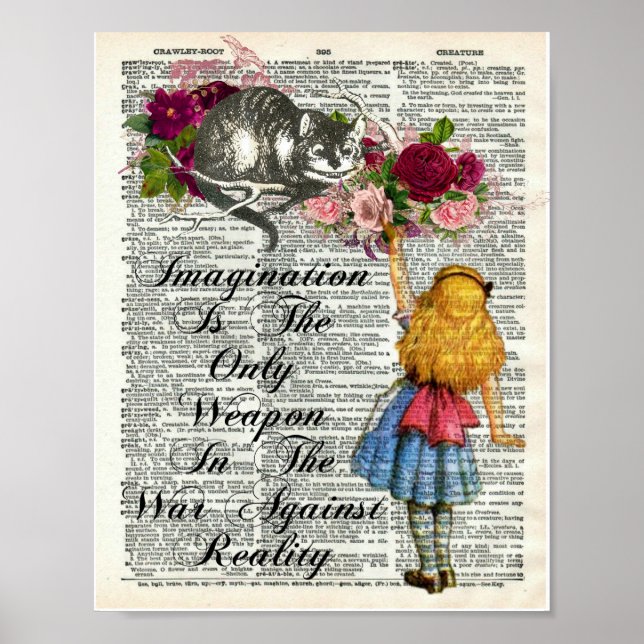 Alice i Wonderland Cheshire Cat Dictionary Art Poster (Framsidan)