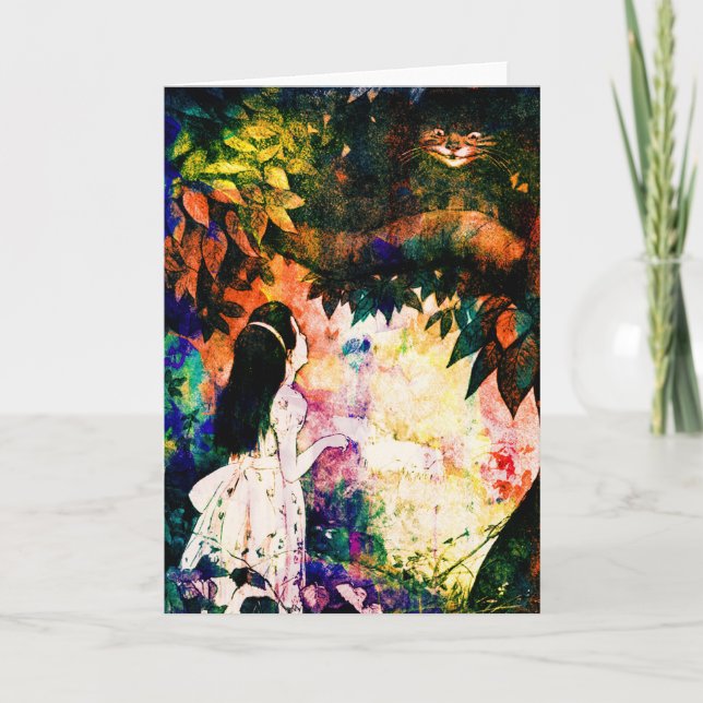 Alice i Wonderland Cheshire Cat Watercolor Kort (Framsida)