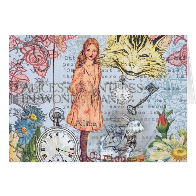 Alice i Wonderland Classic Cheshire Rabbit Alice Hälsningskort (Framsidan Horizontal)