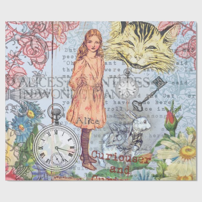 Alice i Wonderland Classic Cheshire Rabbit Alice Presentpapper (Platt)