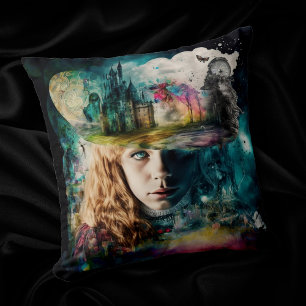 Alice i Wonderland Clock and City Skyline Kudde