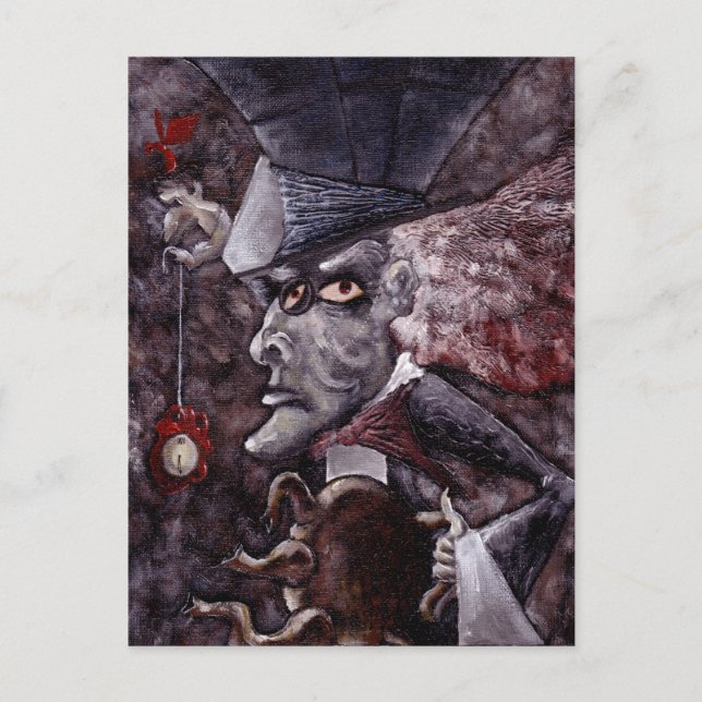 Alice i Wonderland Cubist MAD HATTER Postcard Vykort (Framsida)