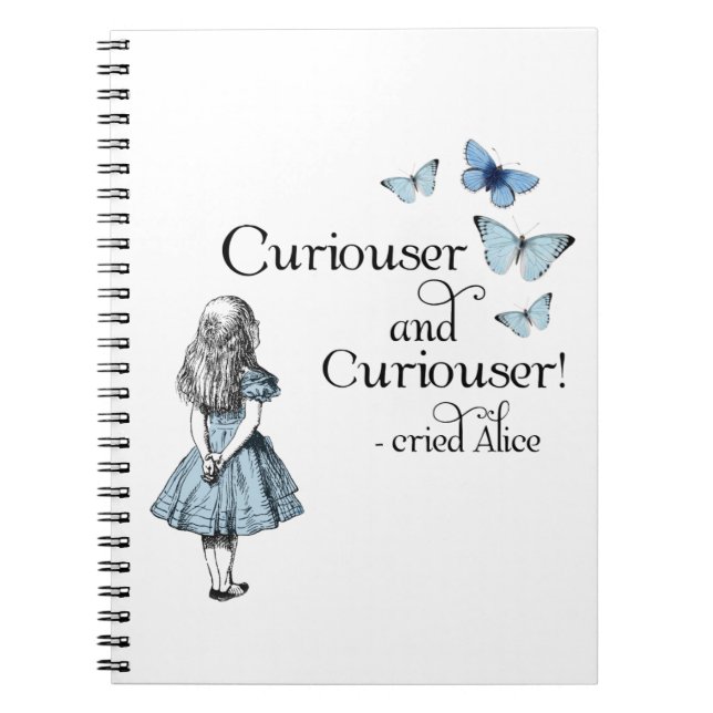 Alice i Wonderland Curiouser Butterfly Notebook Anteckningsbok (Framsidan)