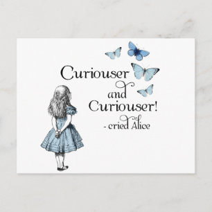 Alice i Wonderland Curiouser Butterfly Postcard Vykort