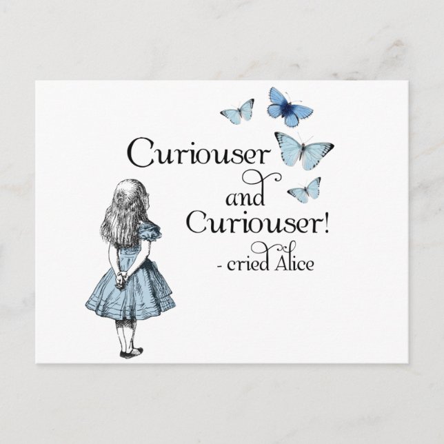 Alice i Wonderland Curiouser Butterfly Postcard Vykort (Framsida)