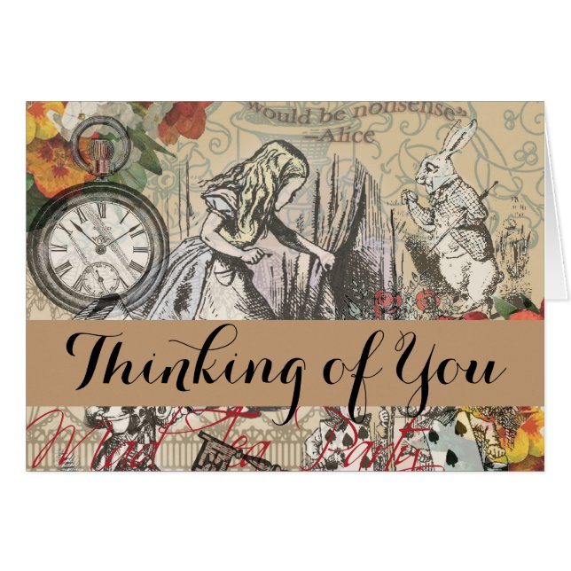 Alice i Wonderland Curtain Classic Art Hälsningskort (Framsidan Horizontal)
