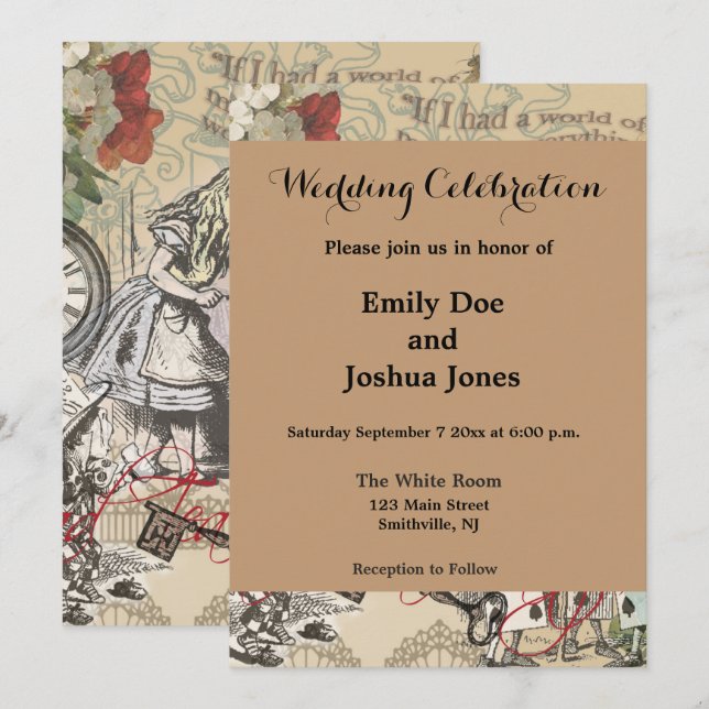 Alice i Wonderland Curtain Classic Art Inbjudningar (Fram/baksida)