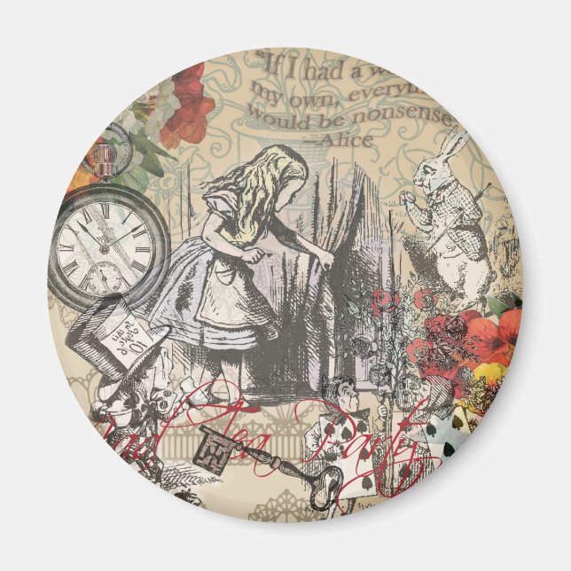 Alice i Wonderland Curtain Classic Art Magnet (Framsidan)