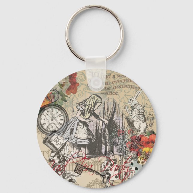 Alice i Wonderland Curtain Classic Art Nyckelring (Framsida)