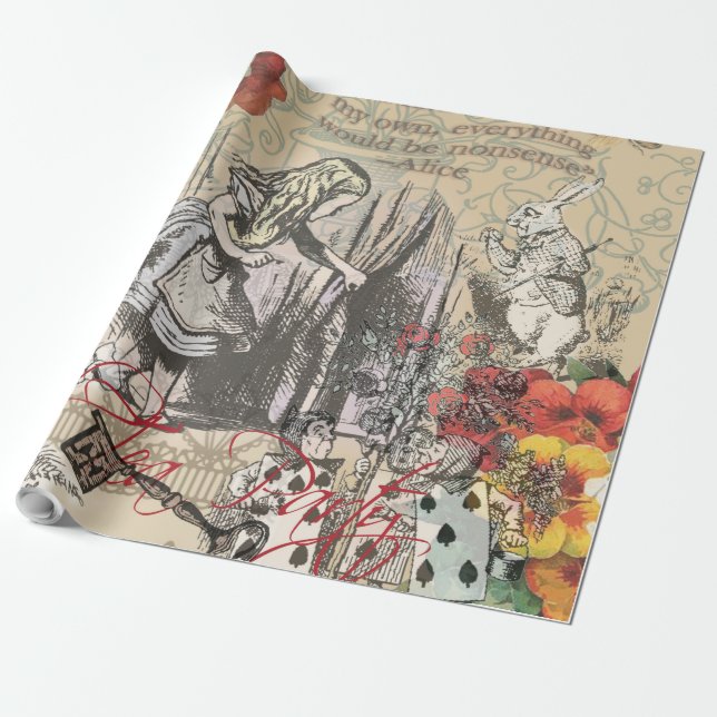 Alice i Wonderland Curtain Classic Art Presentpapper (Utrullad)
