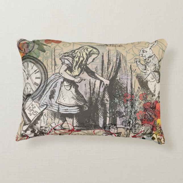 Alice i Wonderland Curtain Classic Art Prydnadskudde (Baksidan)