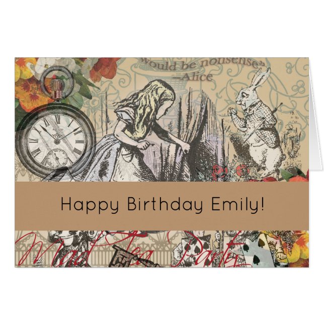 Alice i Wonderland Curtain Nontone Hälsningskort (Framsidan Horizontal)