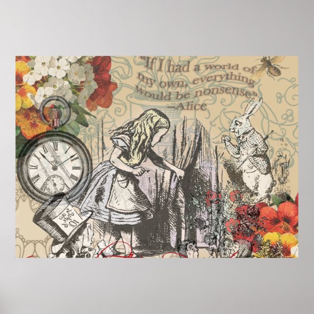 Alice i Wonderland Curtain Nontone Poster (Framsidan)
