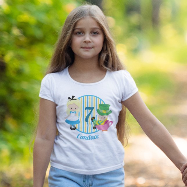 Alice i Wonderland Cute Anpassningsbar Kids Blue B T Shirt (Skapare uppladdad)
