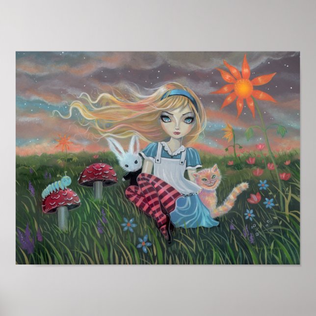 Alice i Wonderland Cute Fantasy Art Poster (Framsidan)