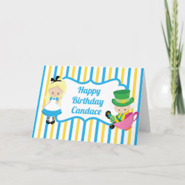 Alice i Wonderland Cute Grattis på födelsedagen Bl Tack Kort