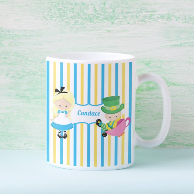 Alice i Wonderland Cute Kids Monogram Tea Party Kaffemugg (Skapare uppladdad)